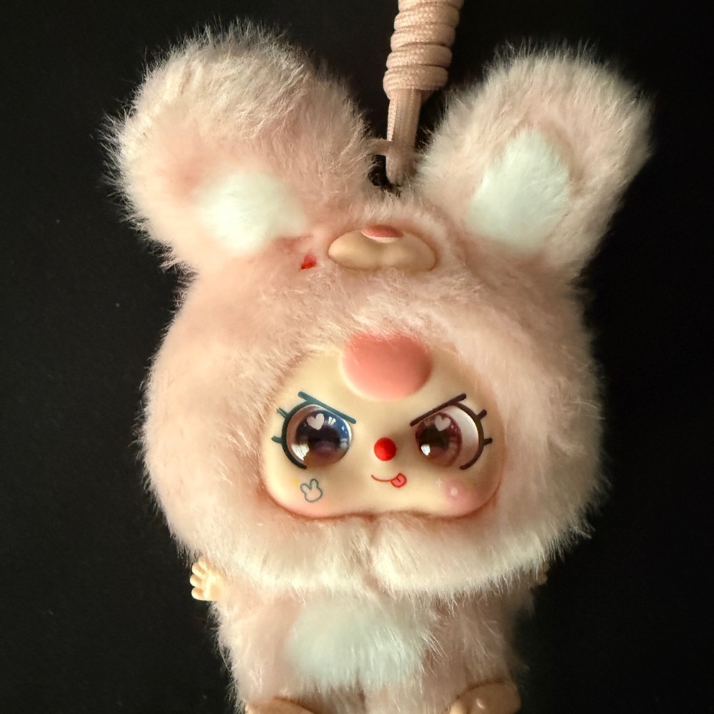 Baby Three BB3 mini bunny plush pendant with special eyes and card!